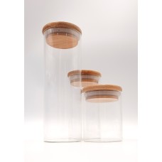 Glass Cylinder with Lid - Set of 3